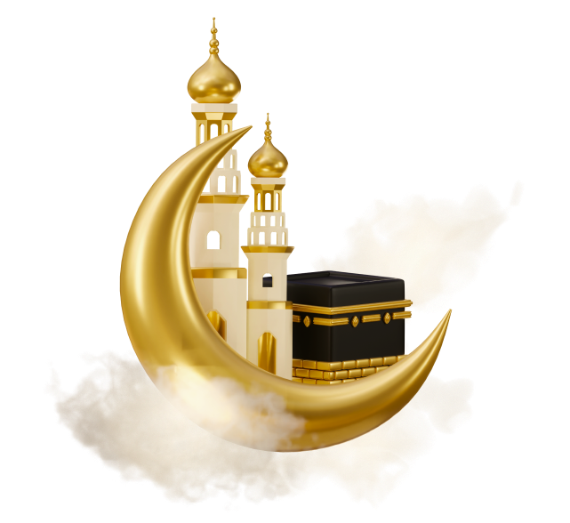 Kaaba and crescent illustration